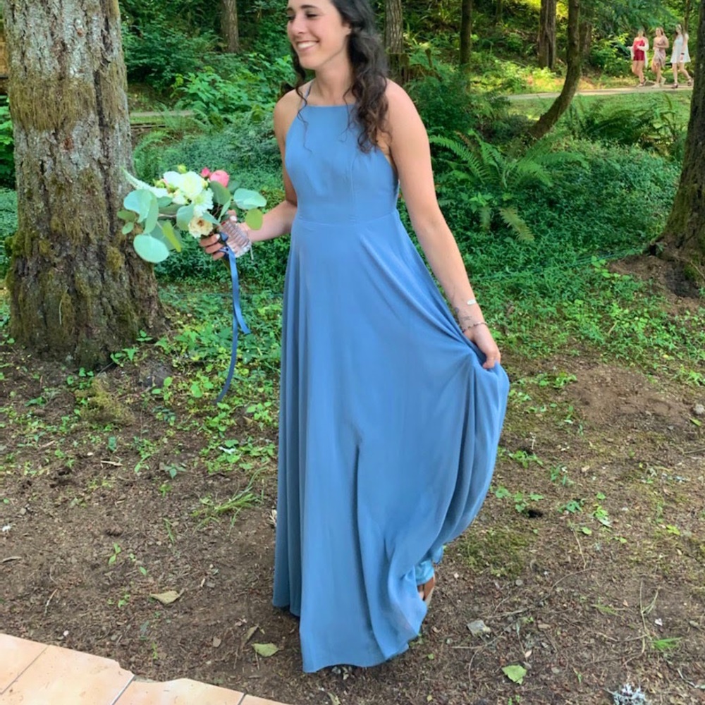 Powder Blue Bridesmaid Dress Medium Halter Racerback from Lulus